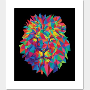 Rainbow Geometric Lion Art Posters and Art